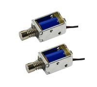 CHANCS Mini Solenoïde push-pull 9 V DC, course de 4 mm, électroaimant à ressort à cadre ouvert pour projets de bricolage, 2 pièces