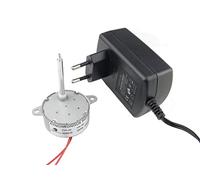 CHANCS Moteur Synchrone TYC40 12V 5RPM à Arbre 46mm CC 5RPM avec Adaptateur Secteur - Entrée 100/240V CC 12V Kit Moteur électriquepour la Décoration de Noël