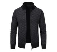 Chandail Cardigan Homme Jeunesse Tempérament Tendance Veste Pull Homme Slim Fit Mode Chaud Pull en Tricot Homme Casual Mou Confortable Tricotée Veste Homme K-Black M