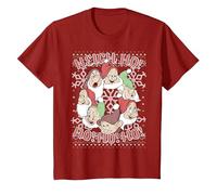 Chandail de Noël Disney Blanche-Neige All Dwarfs Ugly T-Shirt, Enfant, Canneberge, 8 ans