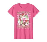 Chandail de Noël Disney Blanche-Neige All Dwarfs Ugly T-Shirt, Femme, Rose Chiné, S