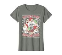 Chandail de Noël Disney Blanche-Neige All Dwarfs Ugly T-Shirt, Femme, Vert kaki chiné, M