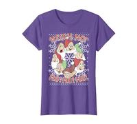 Chandail de Noël Disney Blanche-Neige All Dwarfs Ugly T-Shirt, Femme, Violet Chiné, L