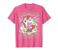 Chandail de Noël Disney Blanche-Neige All Dwarfs Ugly T-Shirt, Homme, Rose Chiné, 3XL