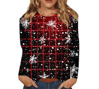 Chandail de Noël Femme Rouge Méchant Pulls À Capuche Pull-over Père Noël Manches Longues Curvy Pulls Laids De Noël T-shirt Renne Encolure Renne Drôle Sweater Hiver Léger, Violet foncé., 3XL