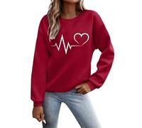 Chandail en coton molletonné confortable pour femme, coupe douce, automne et hiver, imprimé décontracté, manches longues, col rond, surdimensionné, couleur