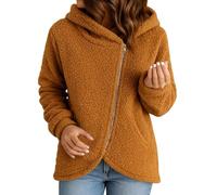 Chandail en molleton moelleux pour femme - Léger - Printemps - Automne - Transitionnel - Tendance - Joli manteau fin pour cadeaux de Noël quotidiens, Orange, L