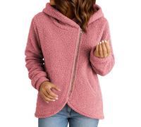 Chandail en molleton moelleux pour femme - Léger - Printemps - Automne - Transitionnel - Tendance - Joli manteau fin pour cadeaux de Noël quotidiens, rose, XXL