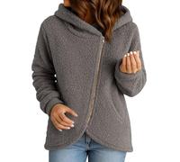 Chandail en molleton moelleux pour femme - Léger - Printemps - Automne - Transitionnel - Tendance - Joli manteau fin pour cadeaux de Noël quotidiens, gris, 3XL