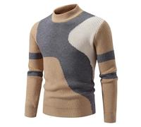 Chandail Homme Chaud Casual Mode Pull en Tricot Respirable Doux Confortable Manches LonguesChandail Jeunesse Tempérament Tendance Tricots Hommes E-Khaki M