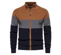Chandail Homme Classique Mode Tendance Cardigan Homme Casual Confortable Chaud Veste Tricotée Homme Slim Fit Doux Respirable Veste Pull Homme H-Navy L