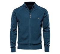 Chandail Homme Classique Mode Tendance Cardigan Homme Casual Confortable Chaud Veste Tricotée Homme Slim Fit Doux Respirable Veste Pull Homme A-Dark Blue XL