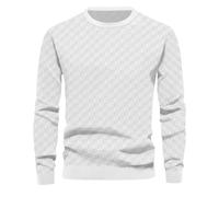 Chandail Homme Slim Fit Col Rond Jacquard Tricot Homme Casual Mode Couleur Correspondance Rayé Chandail Homme Jeunesse Classique All-Match Pull Tricoté Homme E-White S