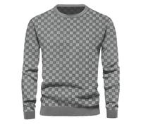 Chandail Homme Slim Fit Col Rond Jacquard Tricot Homme Casual Mode Couleur Correspondance Rayé Chandail Homme Jeunesse Classique All-Match Pull Tricoté Homme F-Grey L