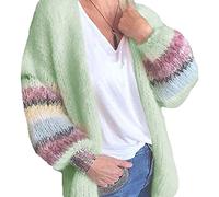 Chandails Cardigans pour Femmes Manteau en Mohair DéContracté à Manches Longues Veste en Tricot éPais à Devant Ouvert (Vert,XL)