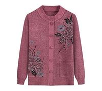Chandails Cardigans Tricotés D'Âge Moyen Et Âgés - Printemps Et Automne pour Femmes, Mère Portent Un Pull Chaud Vieille Dame Haut Décontracté Grand-Mère Porte Cardigan Manteau Veste