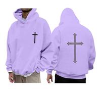 Chandails chrétiens inspirants pour verset croix graphique à capuche tendance surdimensionné à manches longues pull hiver automne capuche pulls pulls, violet, XL