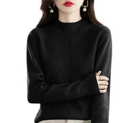 Chandails d'hiver pour femmes, pulls solides demi-col haut en sergé tricoté, C112, M
