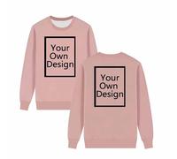 Chandails en coton molletonné pour femme - Col rond - Manches longues - Créez votre propre pull - Créez vos propres hauts - N'importe quel texte nom, image, 01 Rose, XXL