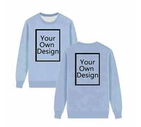 Chandails en coton molletonné pour femme - Col rond - Manches longues - Créez votre propre pull - Créez vos propres hauts - N'importe quel texte nom, image, 01 Bleu clair, XXL