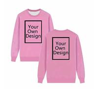 Chandails en coton molletonné pour femme - Col rond - Manches longues - Créez votre propre pull - Créez vos propres hauts - N'importe quel texte nom, image, 01 Rose vif, L