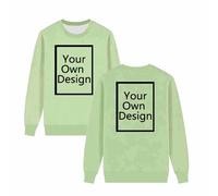 Chandails en coton molletonné pour femme - Col rond - Manches longues - Créez votre propre pull - Créez vos propres hauts - N'importe quel texte nom, image, 01 Vert, XL