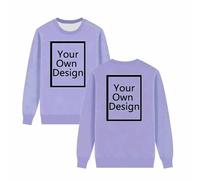 Chandails en coton molletonné pour femme - Col rond - Manches longues - Créez votre propre pull - Créez vos propres hauts - N'importe quel texte nom, image, 02 Violet, 3XL