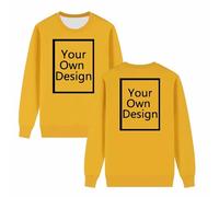 Chandails en coton molletonné pour femme - Col rond - Manches longues - Créez votre propre pull - Créez vos propres hauts - N'importe quel texte nom, image, 02 Jaune, XXL