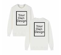 Chandails en coton molletonné pour femme - Col rond - Manches longues - Créez votre propre pull - Créez vos propres hauts - N'importe quel texte nom, image, 02 Blanc, XXL