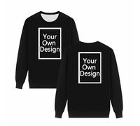 Chandails en coton molletonné pour femme - Col rond - Manches longues - Créez votre propre pull - Créez vos propres hauts - N'importe quel texte nom, image, 01 Noir, XL