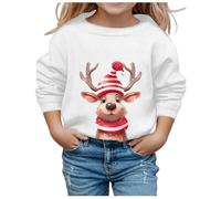 Chandails Tuniques pour Filles avec Leggings Grande Taille Fille, imprimé de Noël, Automne et Hiver Chemises Longues Manches Courtes(Blanc,13-14 Years)