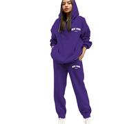 Chandal Mujer Invierno - Ensemble Tendance Sweat-Shirt à Capuche Femme Pull Confortable Tenue Sport avec Impression Graphique et Cordon