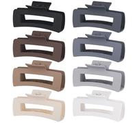CHANDAT Lot de 8 grandes pinces à cheveux carrées de 10,4 cm pour cheveux épais en acrylique - Accessoires de cheveux pour femmes et filles - Gris marron