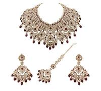 Chandbali Grace Reverse AD Collier ras du cou Marron