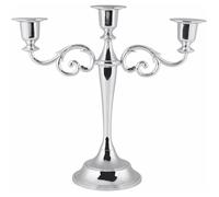 Chandelier 3 Branches Bougeoir en Métal Vintage pour Mariage Décor Maison Table (Color : Silver)