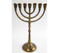 Chandelier à 7 branches en laiton bruni, antique, menorah