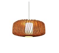 Chandelier Black Lantern Pendant Lamps Drum Light Shade Dining Living Room 40cm Hanging Lamp(Natural)