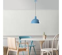 Chandelier bleu clair, hauteur réglable 28-117 cm, corps en métal, abat-jour Ø 30 cm, douille E27, parfait pour la décoration d'intérieur moderne | Indice IP20