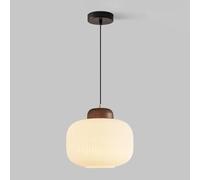 Chandelier Bois Massif Moderne Milieu du siècle, Noyer en Verre Blanc Petit éclairage Pendentif de Cuisine sur l'île (Socket e27)