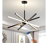 Chandelier Ceiling 82W LED Black Pendant Embedded Mount Chandeliers Dining Light Fixtures Over Table Dimmable with Remote Control for Living Room Kitchen Bedroom 80cm