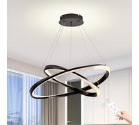 Chandelier Ceiling Light Modern Led Black Led Light With Remote Dimmable 1 31.4" Crystal Round For Living Room Kitchen Island Dining Room/Black/2 23.6"D+31.4"D