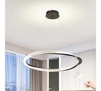 Chandelier Ceiling Light Modern Led Black Led Light With Remote Dimmable 1 31.4" Crystal Round For Living Room Kitchen Island Dining Room/Black/1 31.4" D
