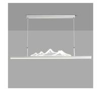 Chandelier Ceiling Lights Large Linear Brushedd Dimming LED Long Strip Light Kitchen Island Mountain Black White Hanging for Dining Room Living/Blanc/100Cm