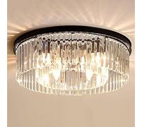 Chandelier Chandelier en Cristal Moderne, Pendentif en Cristal Rond, LED E14 Éclairage Suspendu Amélière réglable Hauteur pour Salle à Manger, îlot de Cuisine, Salon de Chambre dia 15,7 Ih,