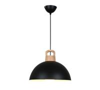 Chandelier Couleur américaine, Suspension créative Semi-Circulaire, de Mode avec Lampe Suspendue Bois, Base E27, Abat-Jour en métal, idéal pour Balcon, Le Restaurant, Salle Manger, Chambre à Coucher,