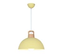 Chandelier Couleur américaine, Suspension créative Semi-Circulaire, de Mode avec Lampe Suspendue Bois, Base E27, Abat-Jour en métal, idéal pour Balcon, Le Restaurant, Salle Manger, Chambre à Coucher,