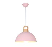 Chandelier Couleur américaine, Suspension créative Semi-Circulaire, de Mode avec Lampe Suspendue Bois, Base E27, Abat-Jour en métal, idéal pour Balcon, Le Restaurant, Salle Manger, Chambre à Coucher,