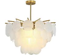 Chandelier de Chambre à Coucher Luxueux français, Salle à Manger Minimaliste Moderne et Salon matériel d'éclairage de Plafond en Verre, Support de Lampe E14, 2 tiges d'extension