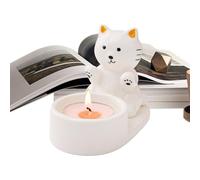 Chandelier de chat de dessin animé - Support de table décoratif - Décoration de bougie centrale - Accent d'intérieur amusant - Présentoir stable avec motif de chat mignon - Idéal pour salle de bain