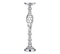 Chandelier de Mariage Porte Bougie Support Centre de Table Présentoir Métal avec Plateau Socle Circulaire Stable Surface Miroitante Adapté aux, Argent, Grand H58cm